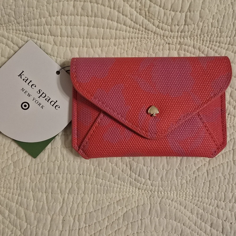 NWT Kate Spade Red and Purple Floral Card Holder - Picture 3 of 4